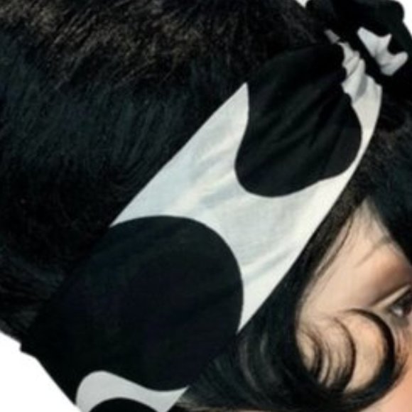 Cow Print Black and White Bandana Tie Headband - Picture 11 of 13